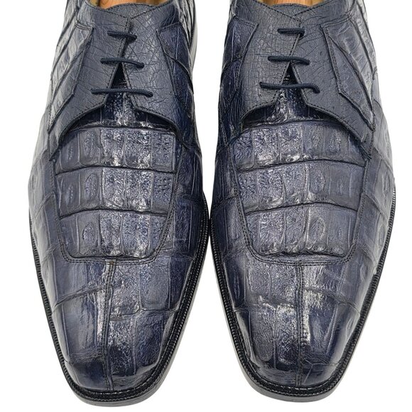 NEW Belvedere Exotic Navy Blue Crocodile Dress Shoes Men size 15 Split-toe Derby main image 9
